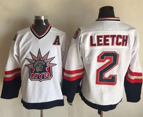 Rangers #2 Brian Leetch White CCM Statue of Liberty Stitched NHL Jersey - Click Image to Close